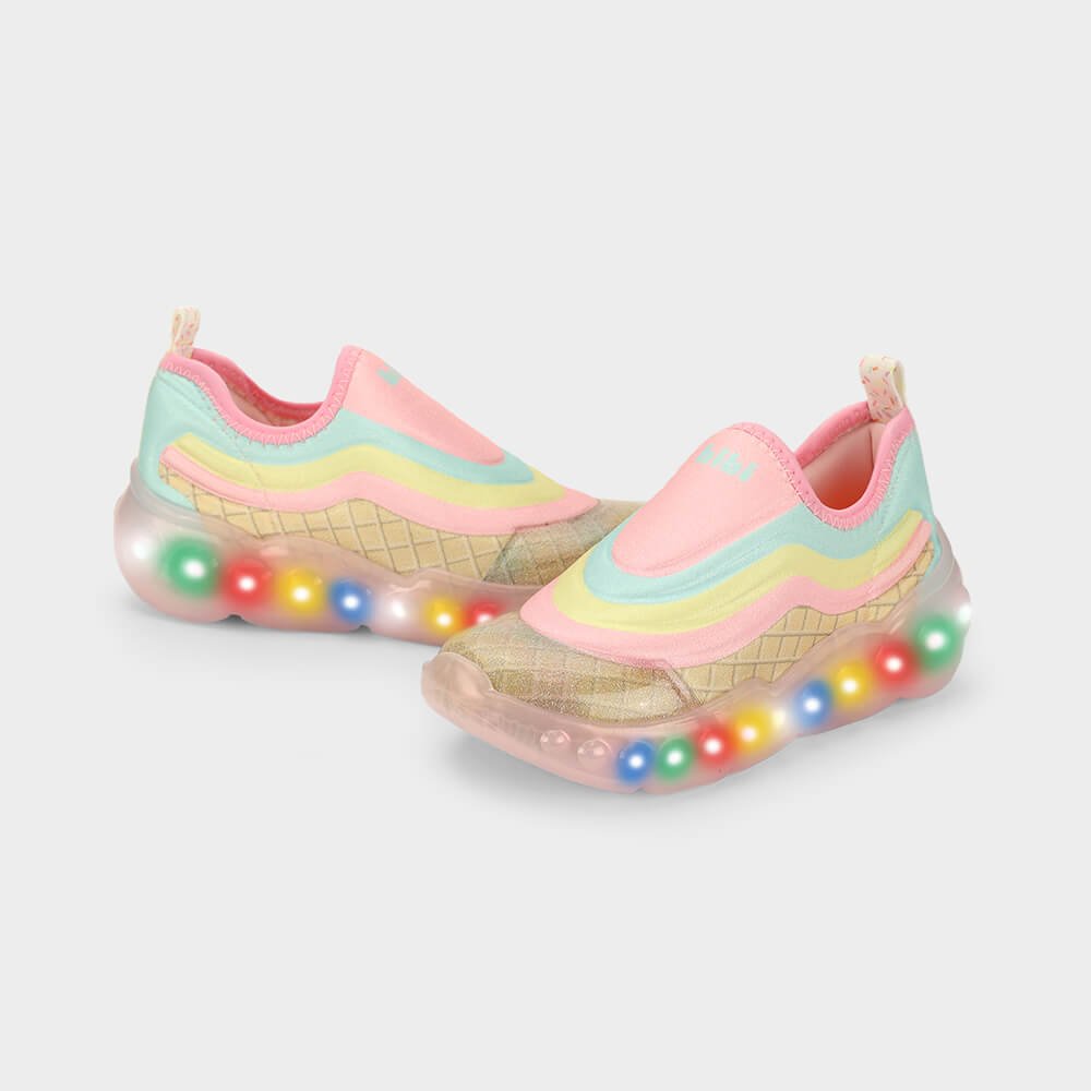 Tênis Infantil de Luz Bibi Roller Celebration 3.0 Rosa de Sorvete Multicores 3