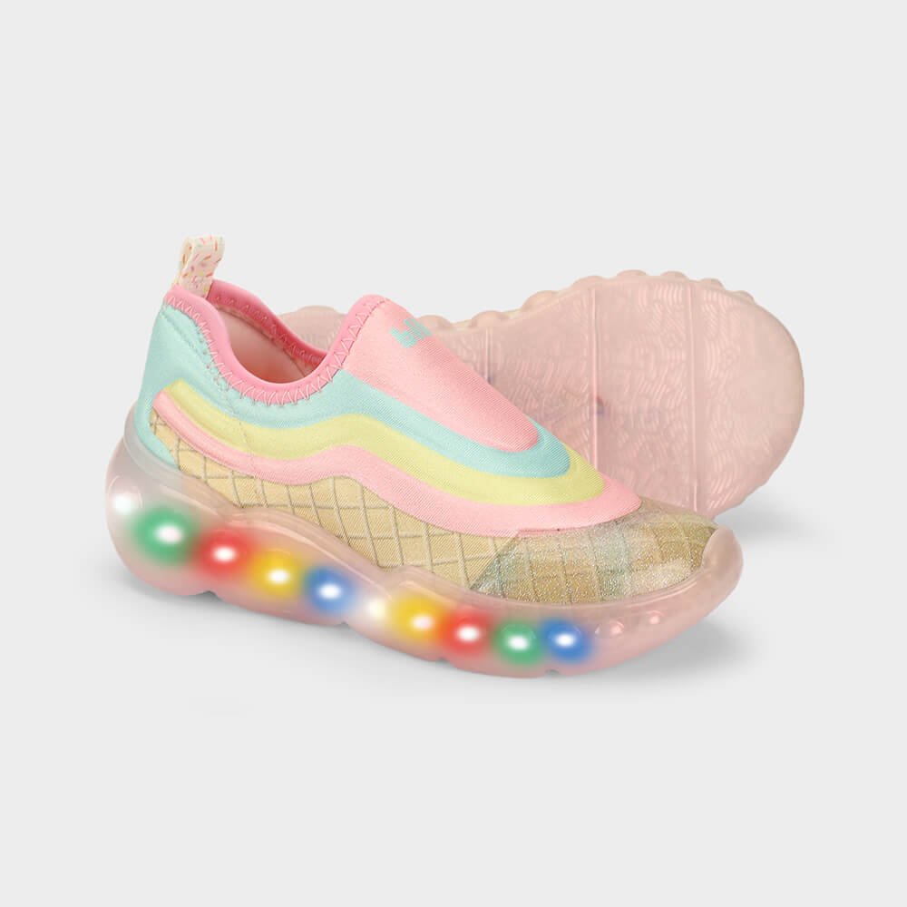 Tênis Infantil de Luz Bibi Roller Celebration 3.0 Rosa de Sorvete Multicores 4