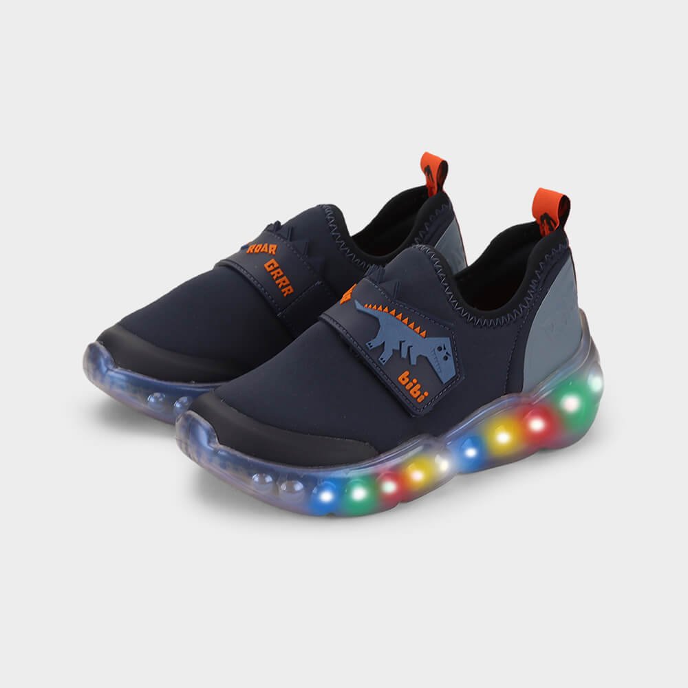 Tênis Infantil de Luz Bibi Roller Celebration 3.0 Azul Marinho de Dino Preto 2