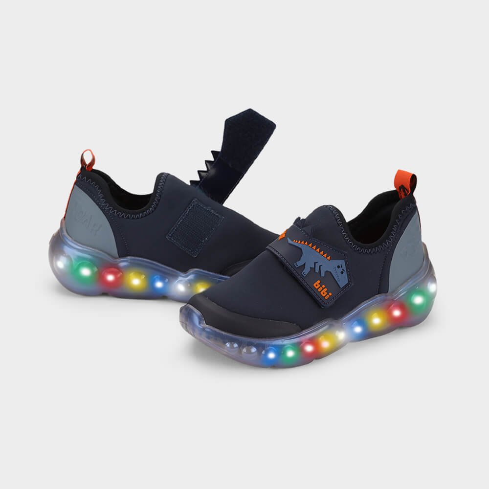 Tênis Infantil de Luz Bibi Roller Celebration 3.0 Azul Marinho de Dino Preto 3