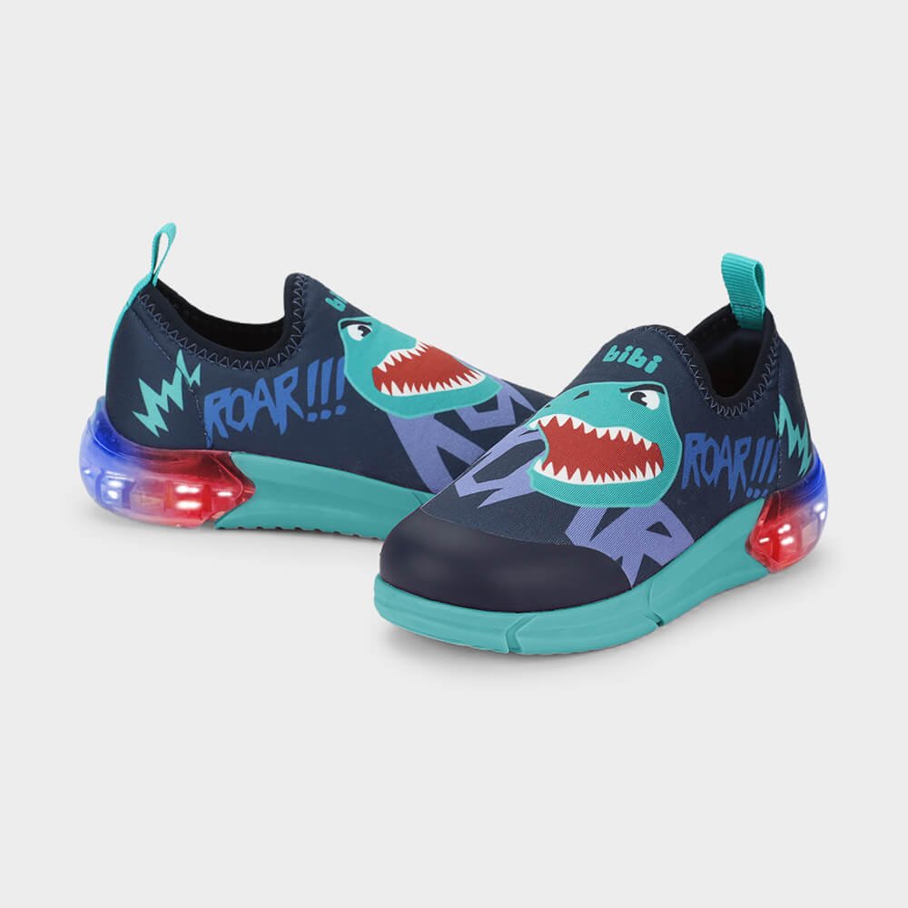 Tênis Infantil Bibi Space Azul de Dinossauro Preto 3