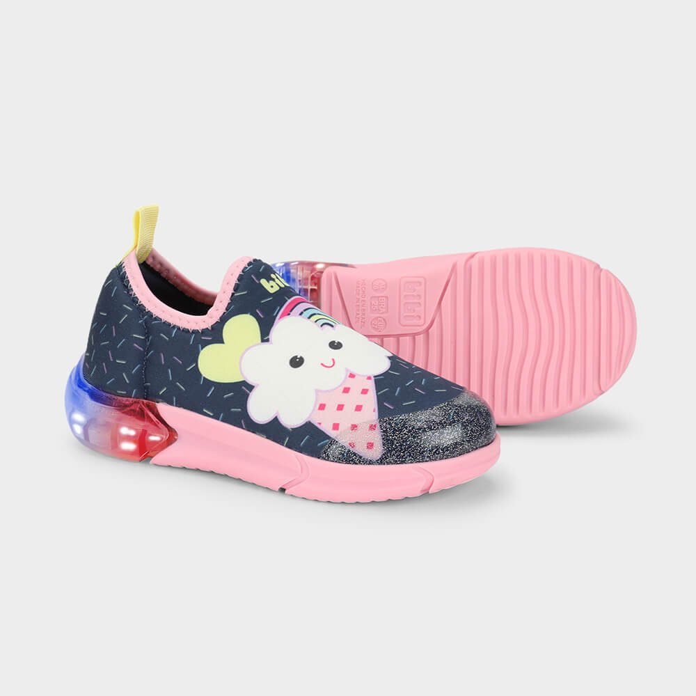 Tênis Infantil Bibi Space Azul Marinho e Rosa de Sorvete Azul/Rosa 3