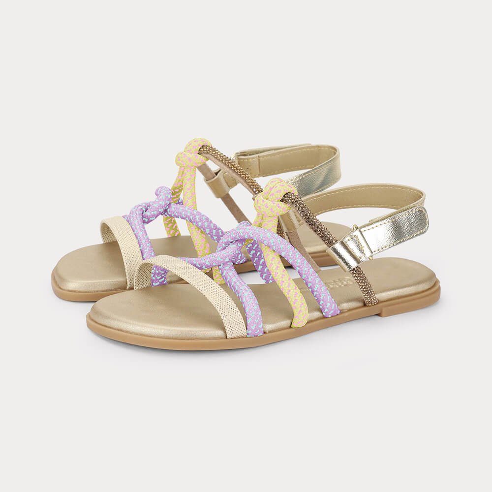 Sandália Infantil Bibi Shine Kids Dourada com Lilás Dourado/Lilás 2