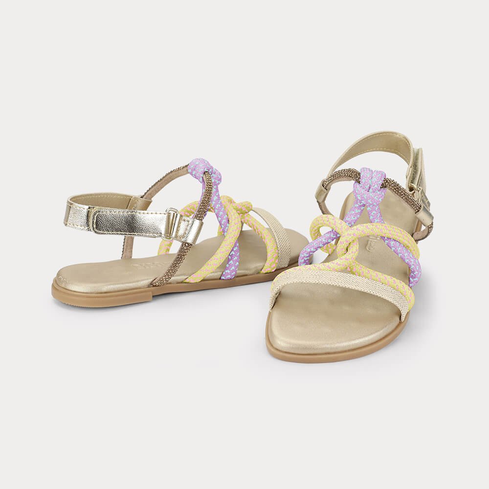 Sandália Infantil Bibi Shine Kids Dourada com Lilás Dourado/Lilás 3