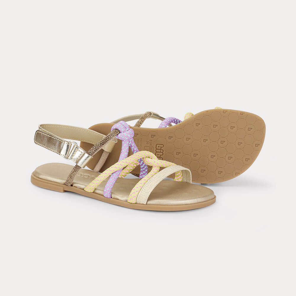 Sandália Infantil Bibi Shine Kids Dourada com Lilás Dourado/Lilás 4