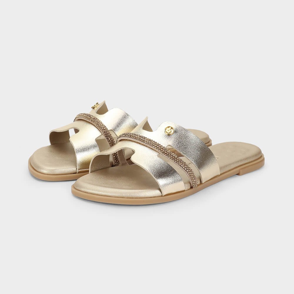 Chinelo Infantil Bibi Shine Kids Dourado Dourado 2