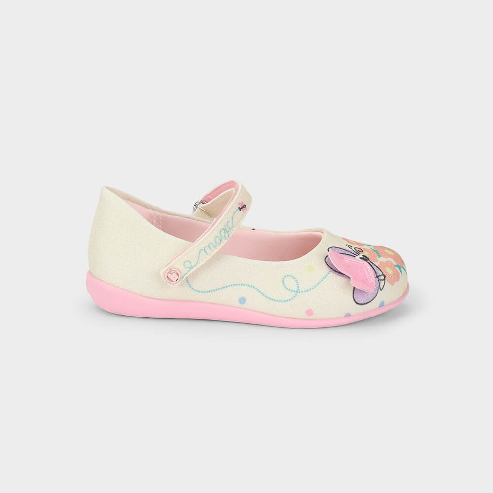 Sapatilha Infantil Bibi Candy Mini Bege de Flores