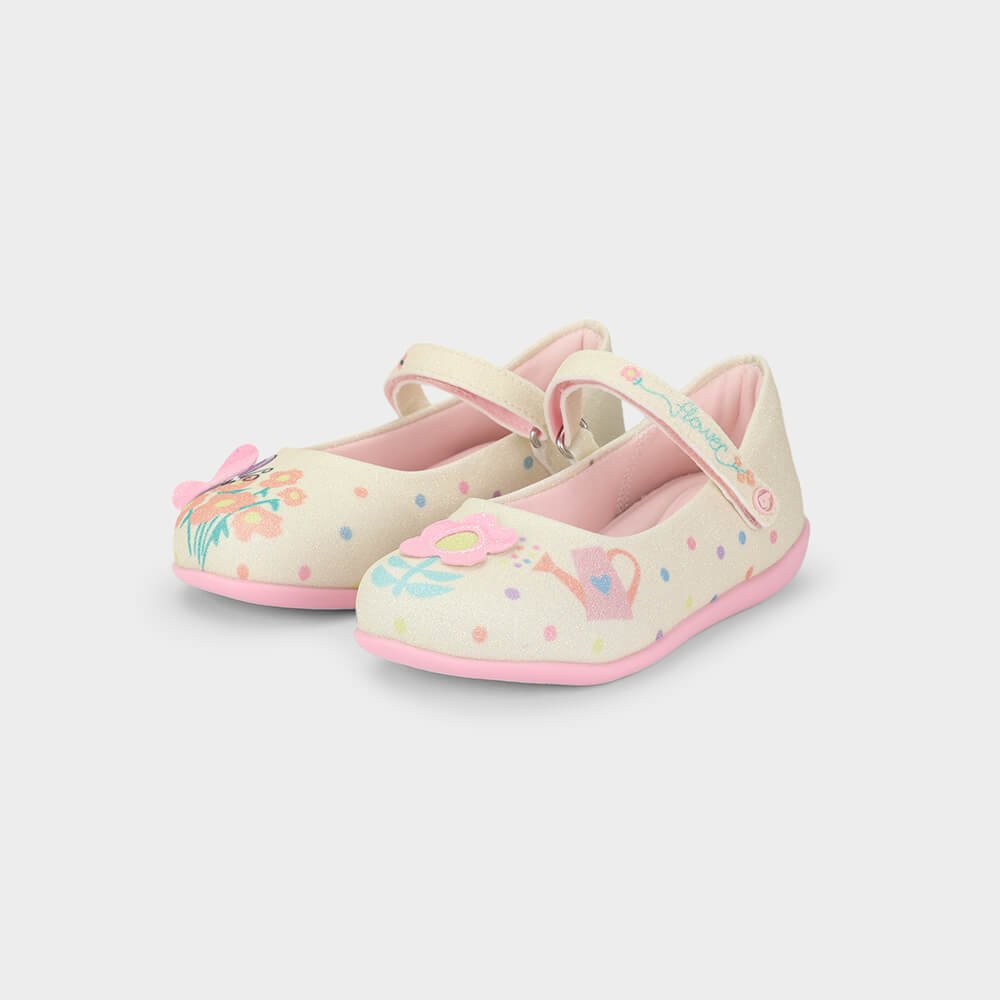 Sapatilha Infantil Bibi Candy Mini Bege de Flores Bege/Rosa 2