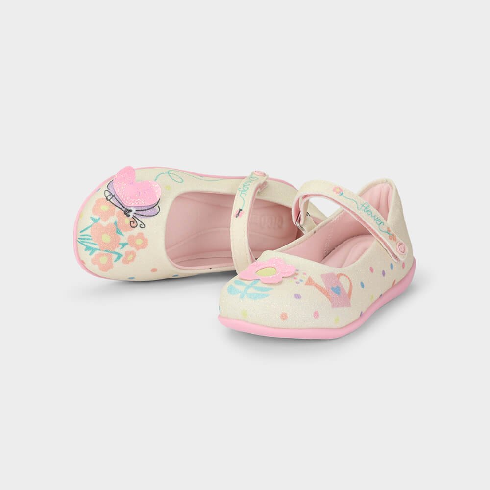 Sapatilha Infantil Bibi Candy Mini Bege de Flores Bege/Rosa 3