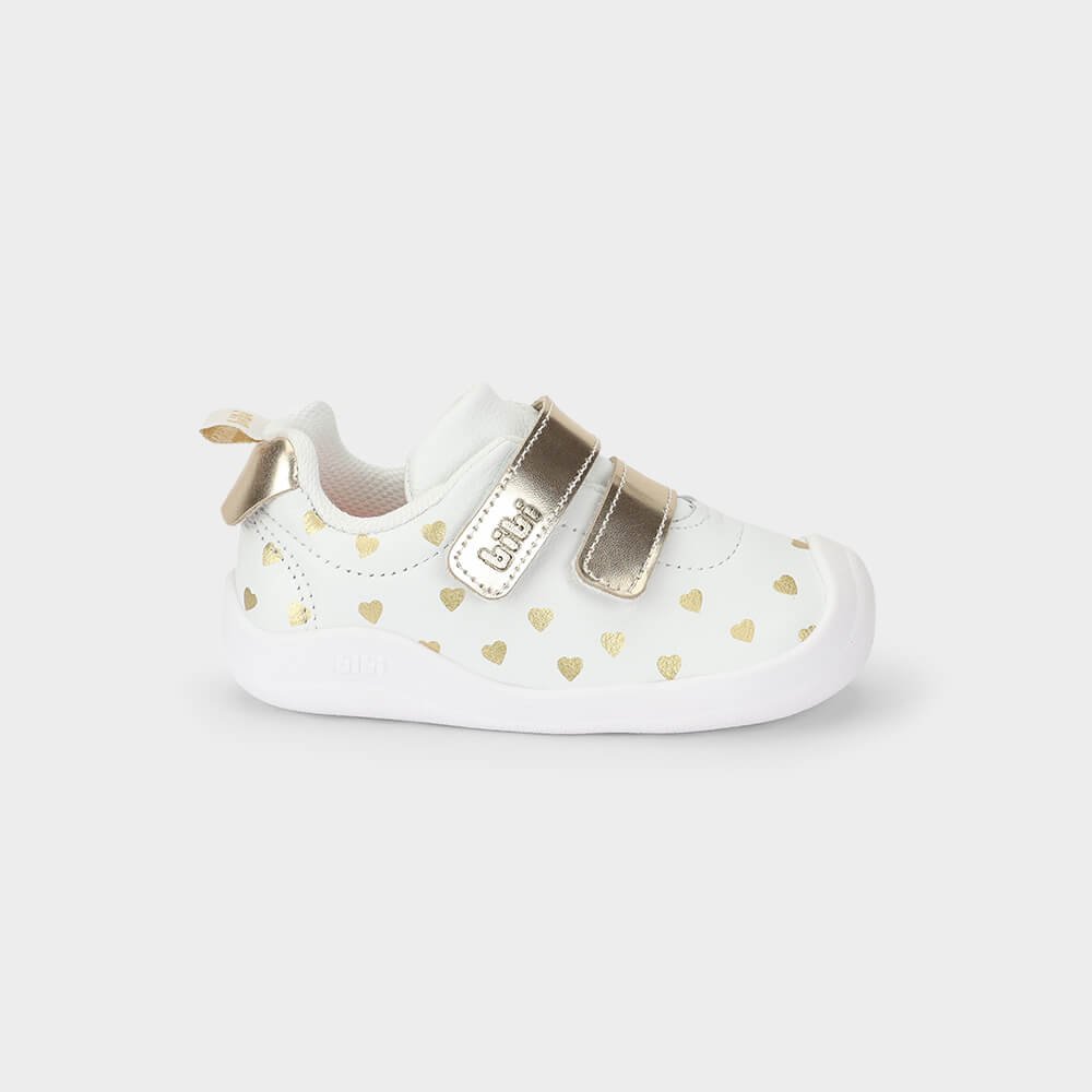 Tênis Infantil Bibi Fisioflex 5.0 Branco com Dourado