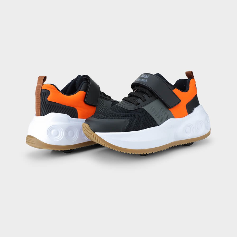 Tênis Infantil de Rodinhas Bibi Skatenis Preto com Laranja Preto