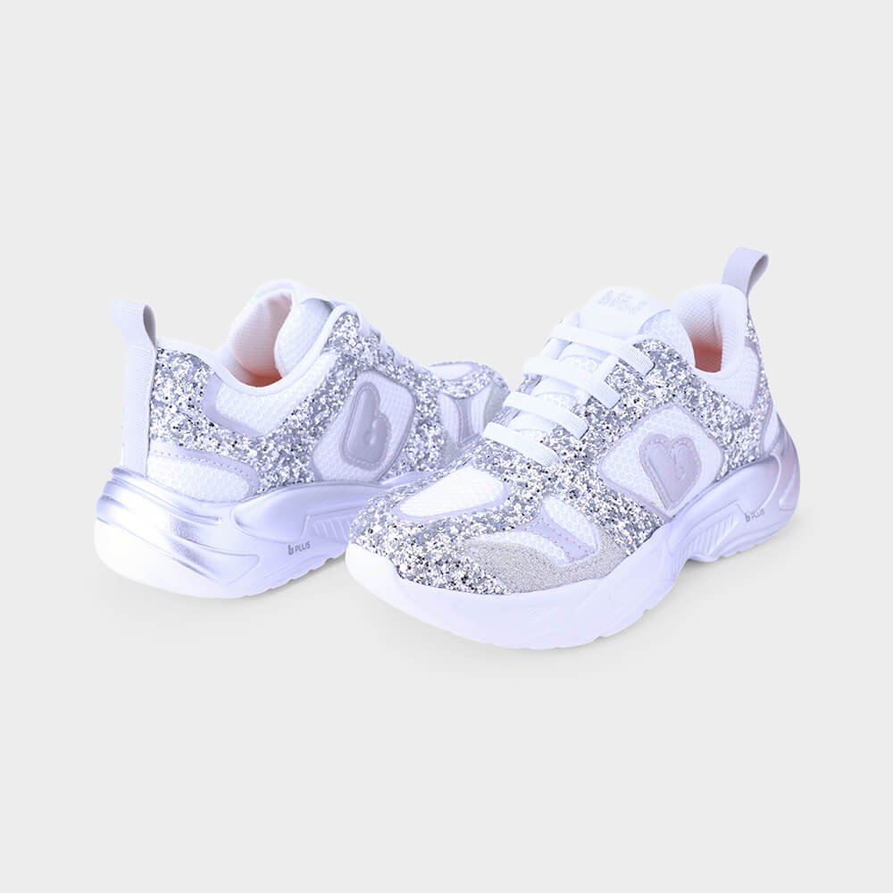Tênis Infantil Bibi Pegasus de Glitter Prata Branco/Prata 3