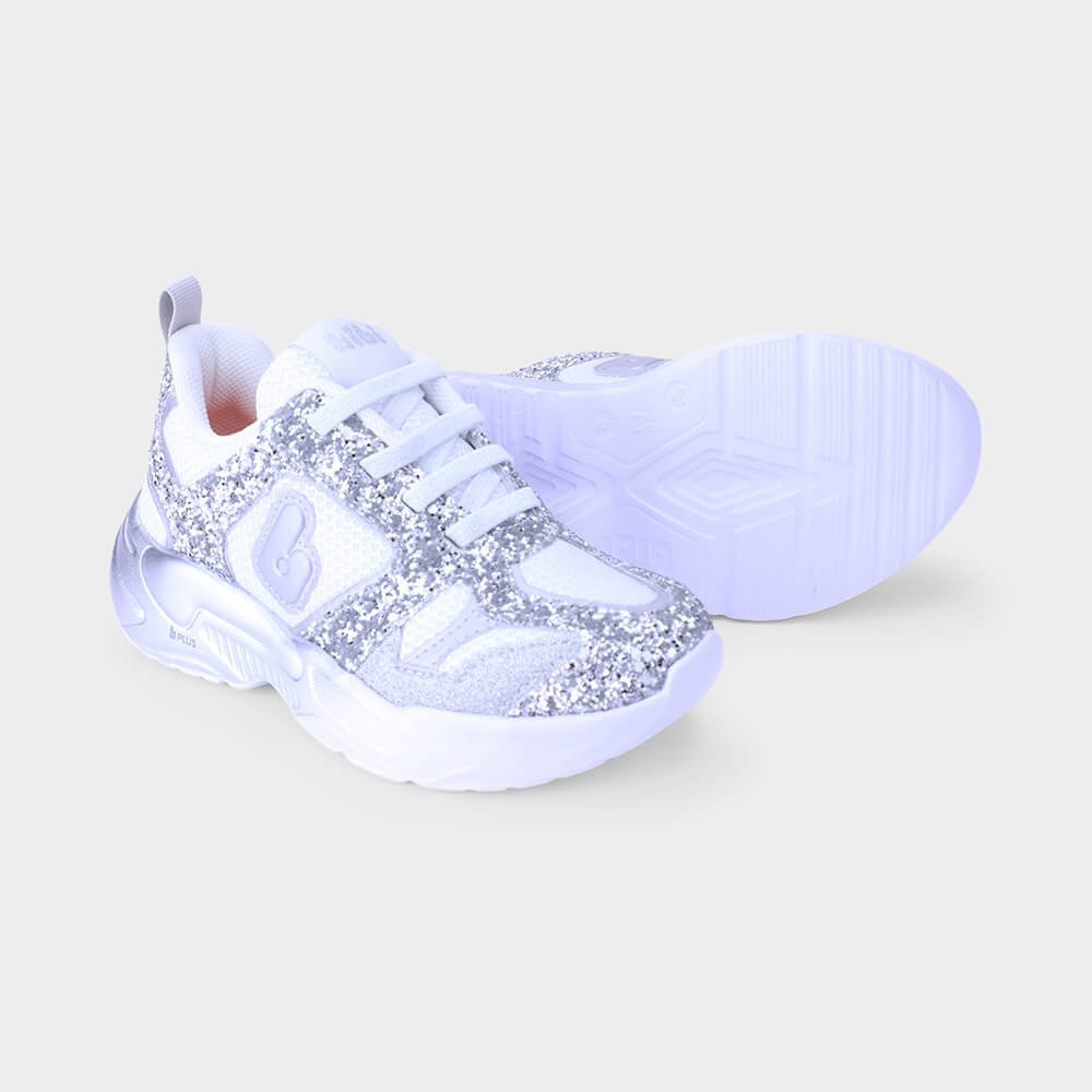 Tênis Infantil Bibi Pegasus de Glitter Prata Branco/Prata 4