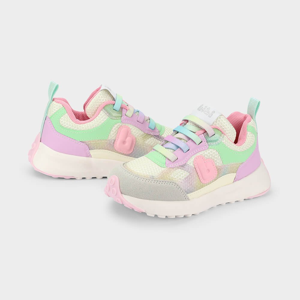 Tênis Infantil Bibi Jogging Rosa com Verde Multicores 2