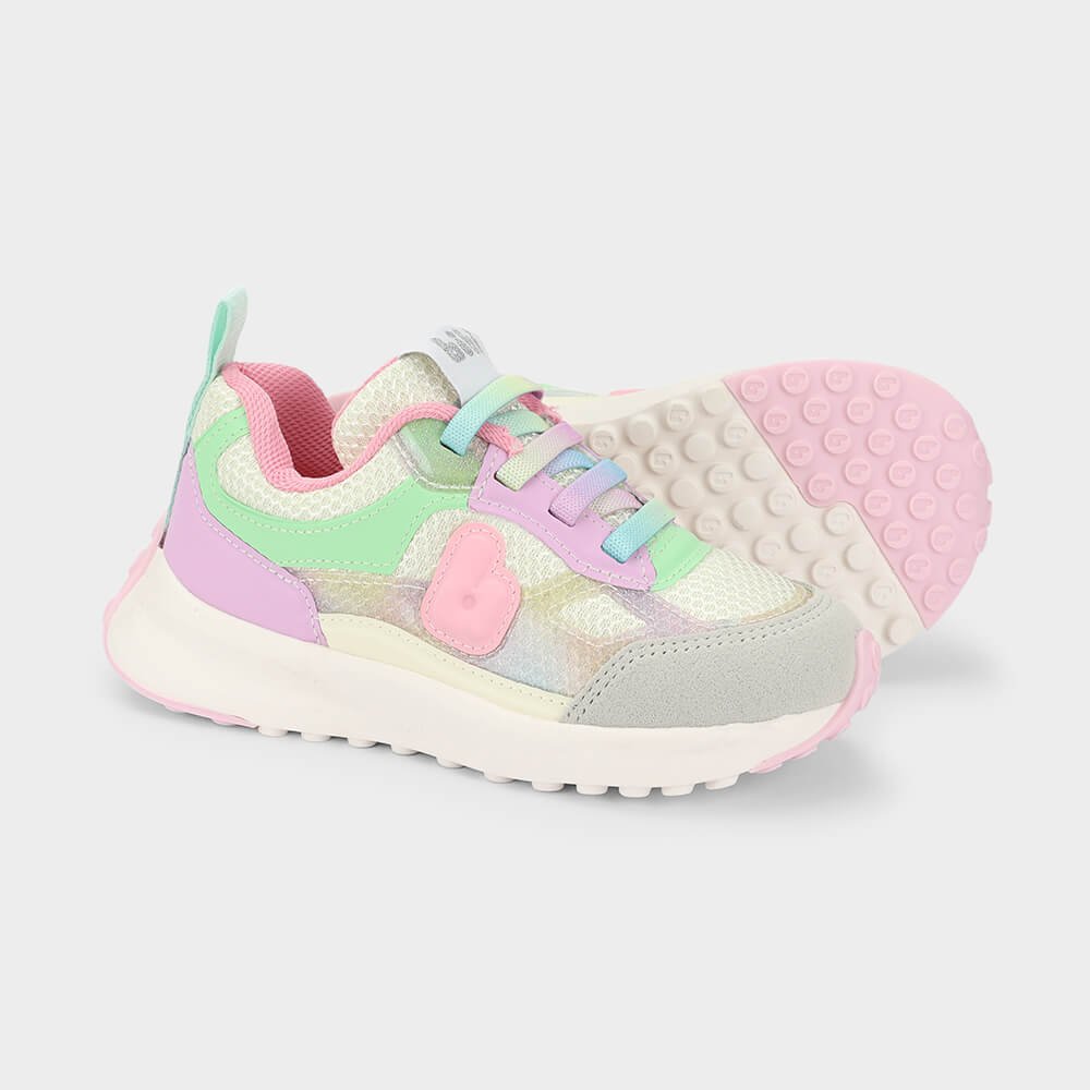 Tênis Infantil Bibi Jogging Rosa com Verde Multicores 3