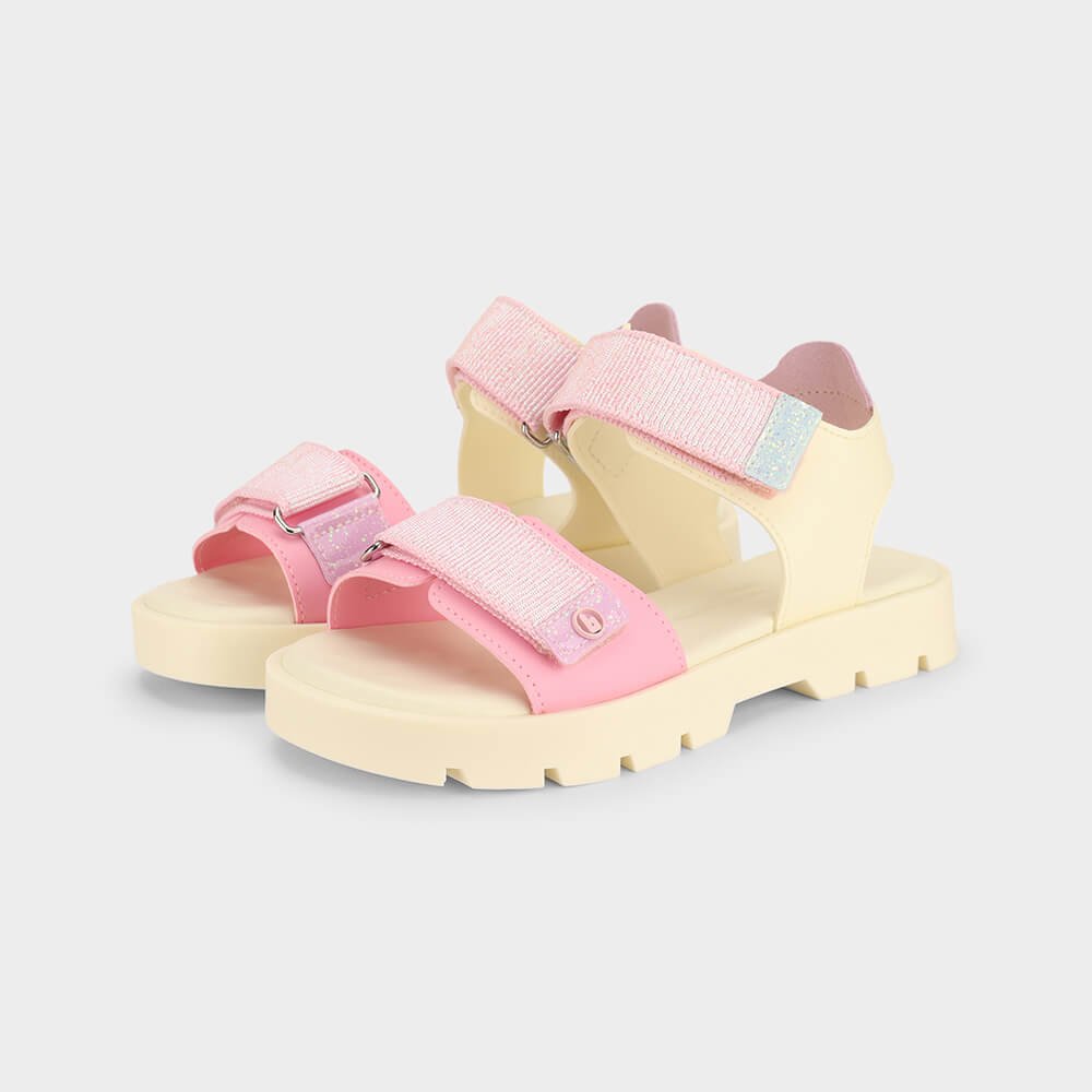 Sandália Infantil Bibi Plataforma 2.0 Bege com Rosa Bege/Rosa 2