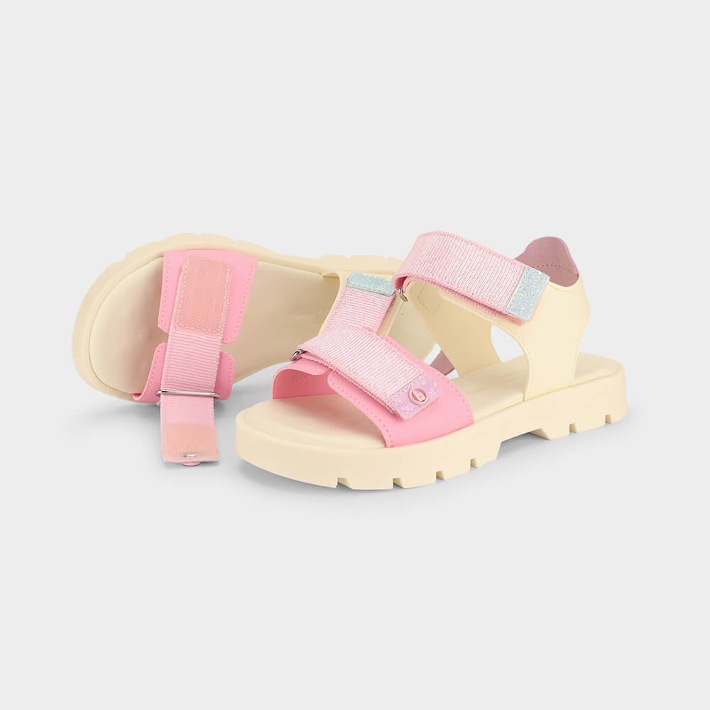 Sandália Infantil Bibi Plataforma 2.0 Bege com Rosa Bege/Rosa 3