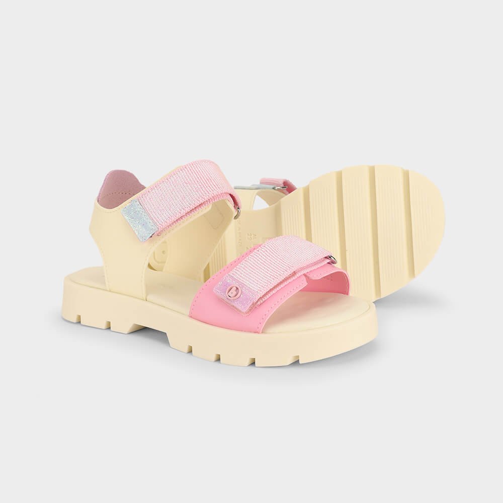 Sandália Infantil Bibi Plataforma 2.0 Bege com Rosa Bege/Rosa 4