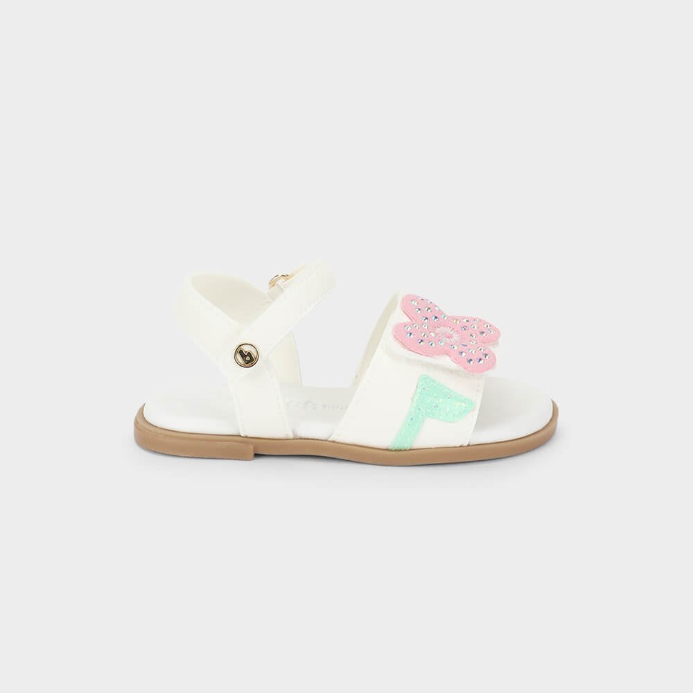 Sandália Infantil Bibi Shine Mini Branca de Flor