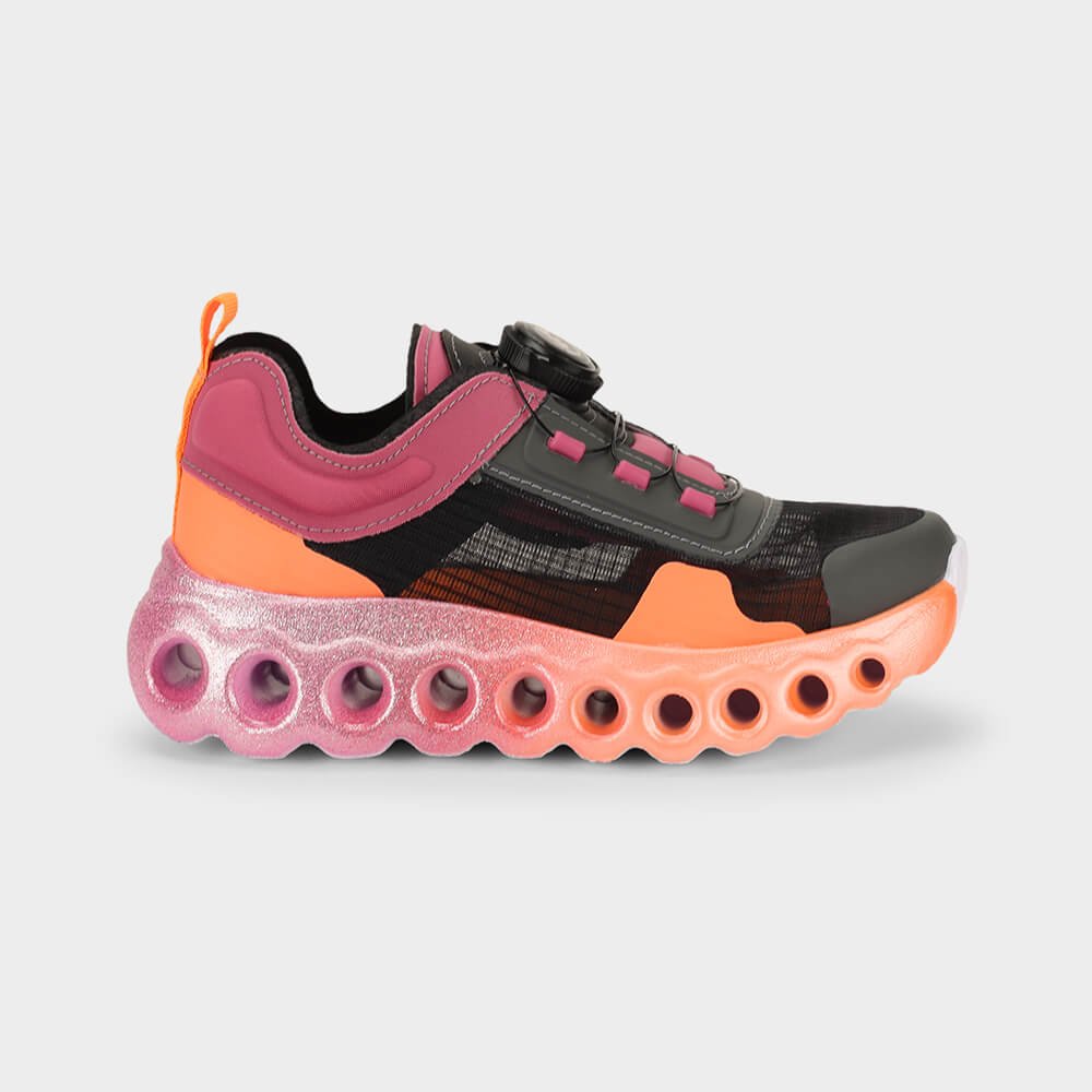 Tênis Infantil Bibi Roller Sport Preto Rosa com Laranja
