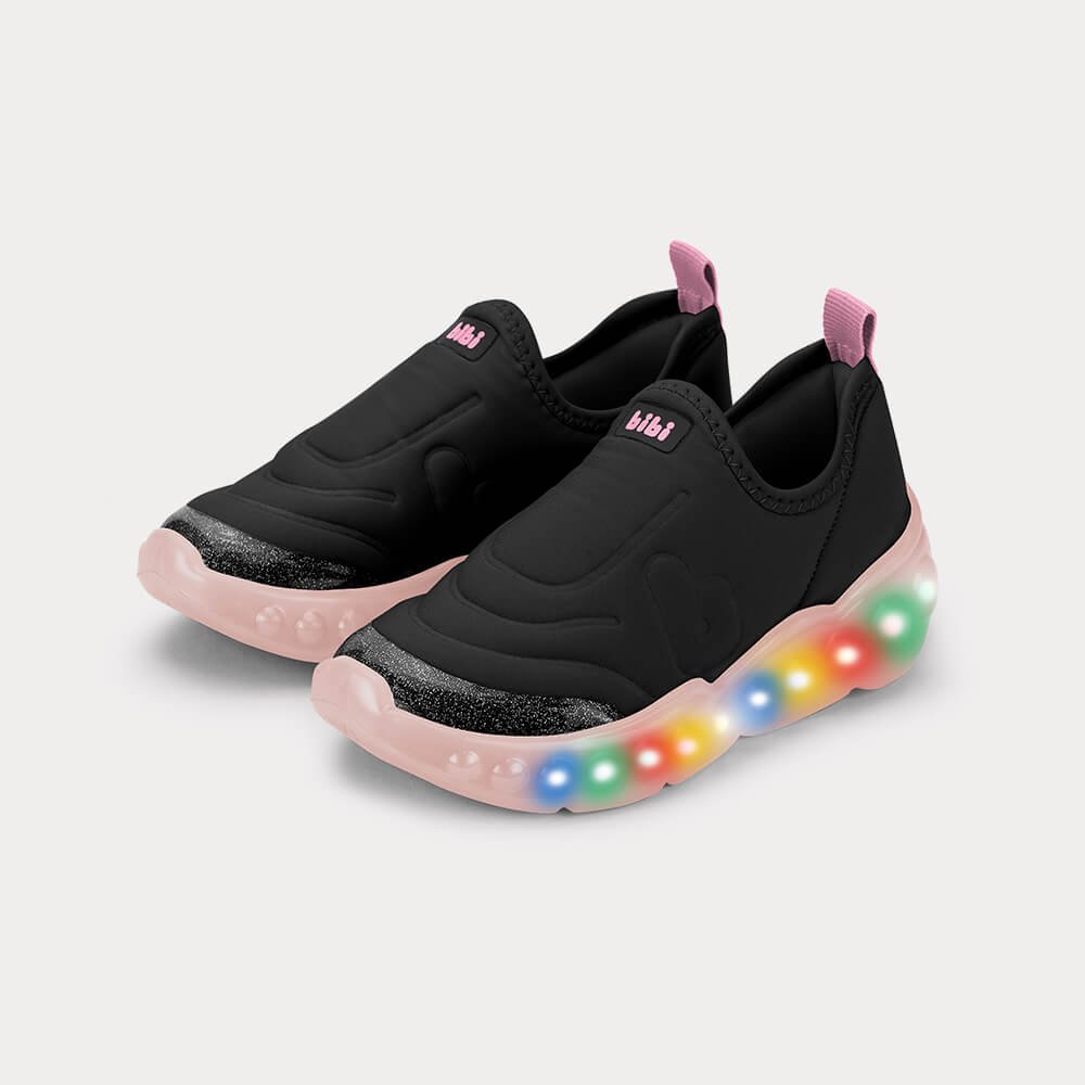 Tênis Infantil de Luz Bibi Roller Celebration 3.0 Preto com Rosa Preto 2