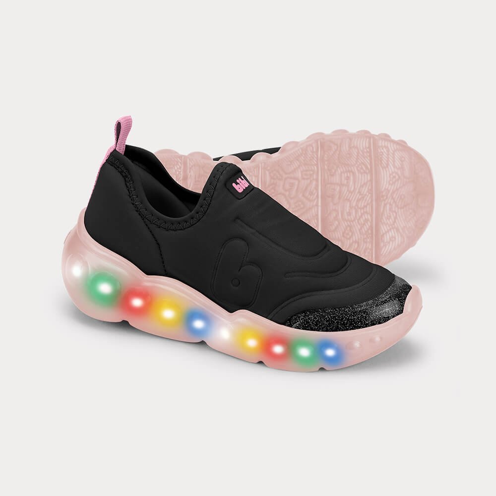 Tênis Infantil de Luz Bibi Roller Celebration 3.0 Preto com Rosa Preto 4