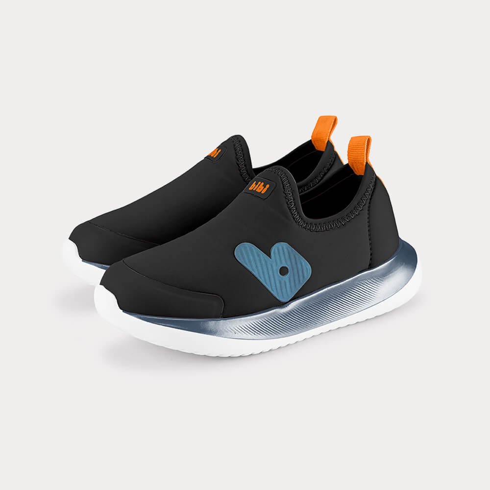 Tênis Infantil Bibi Flash Preto com Laranja Preto 2
