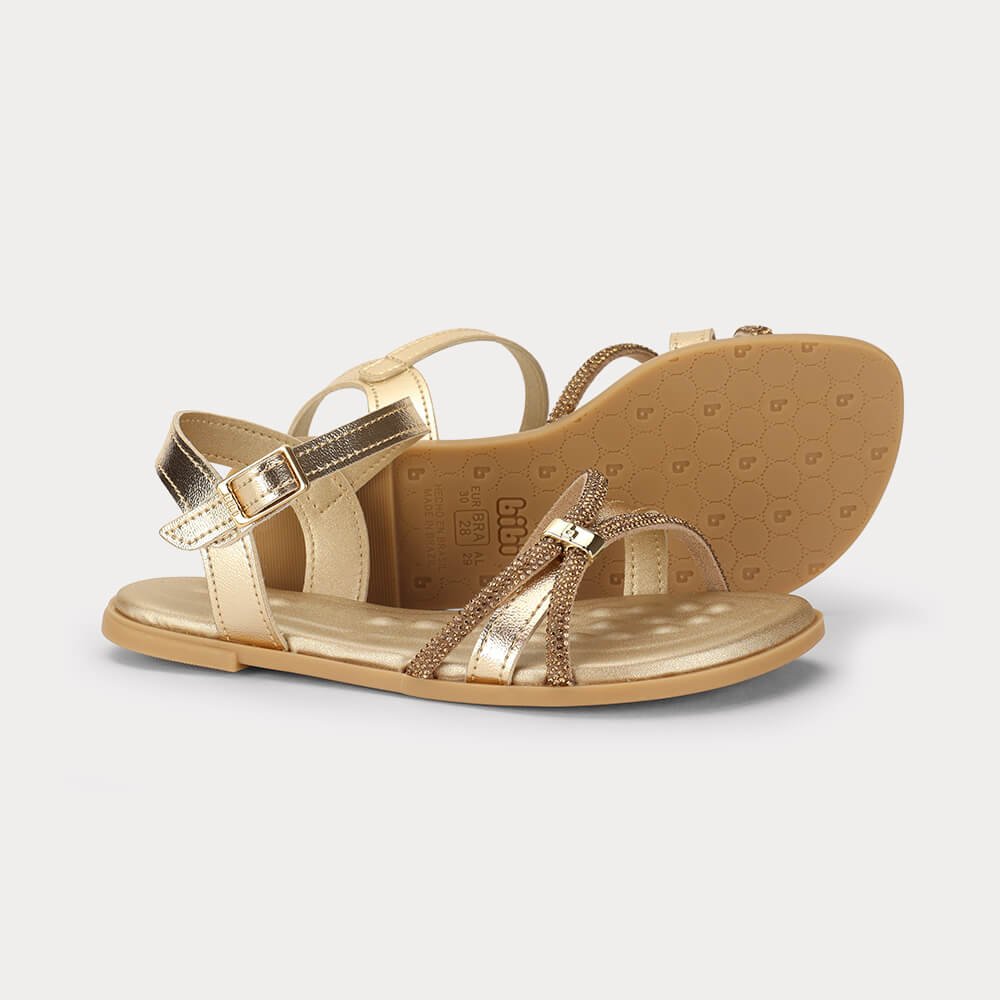 Sandália Infantil Bibi Shine Kids Dourada Dourado 4