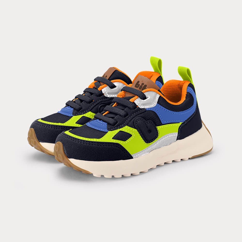 Tênis Infantil Bibi Jogging Kids Azul com Verde Multicores 2