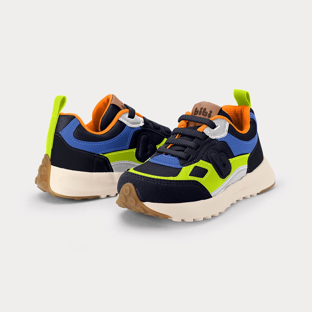 Tênis Infantil Bibi Jogging Kids Azul com Verde Multicores 3