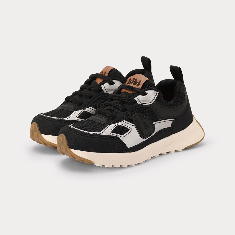 Tênis Infantil Bibi Jogging Kids Preto com Prata Preto 2