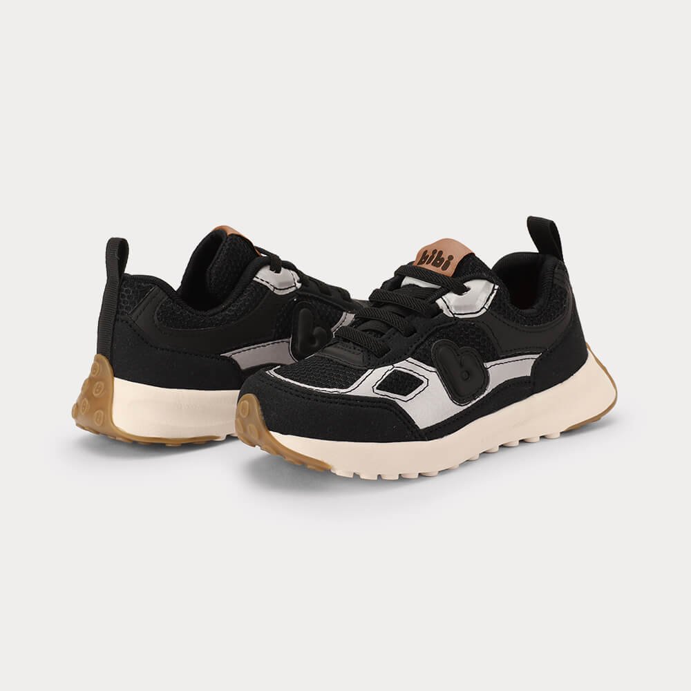 Tênis Infantil Bibi Jogging Kids Preto com Prata Preto 3