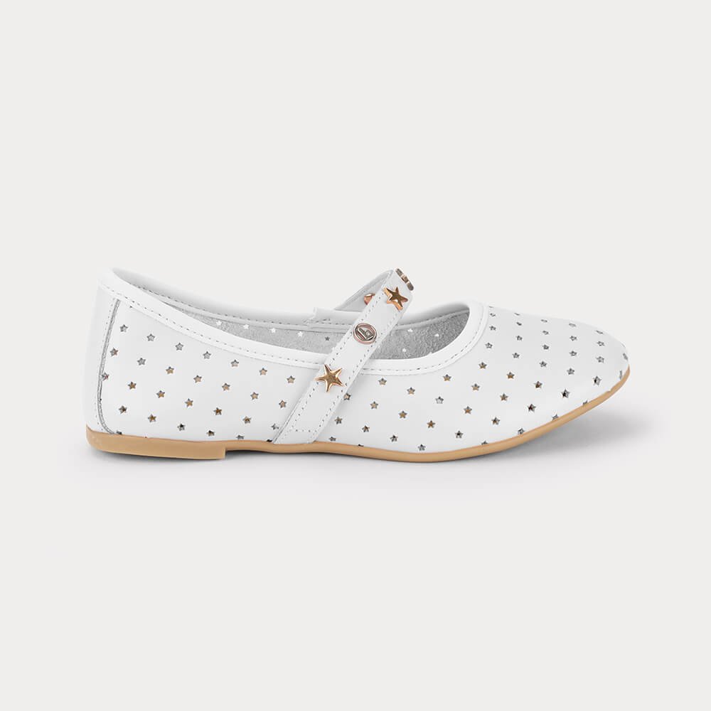 Sapatilha Infantil Bibi Ballerina Basic Branca Estrelada