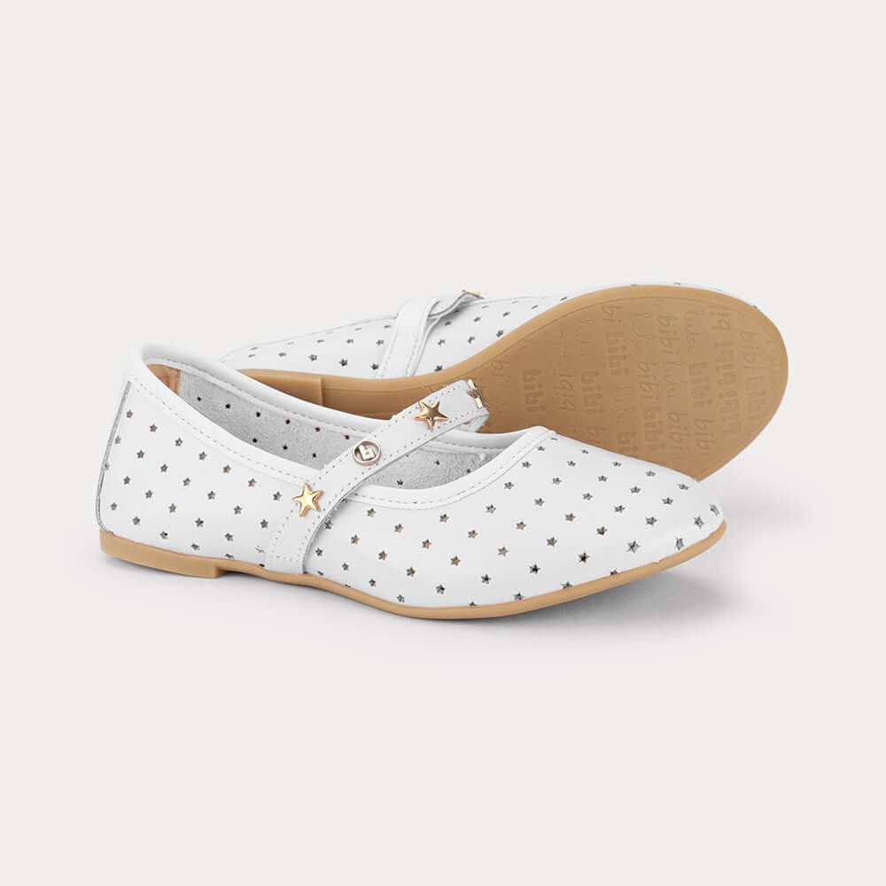 Sapatilha Infantil Bibi Ballerina Basic Branca Estrelada Branco 4