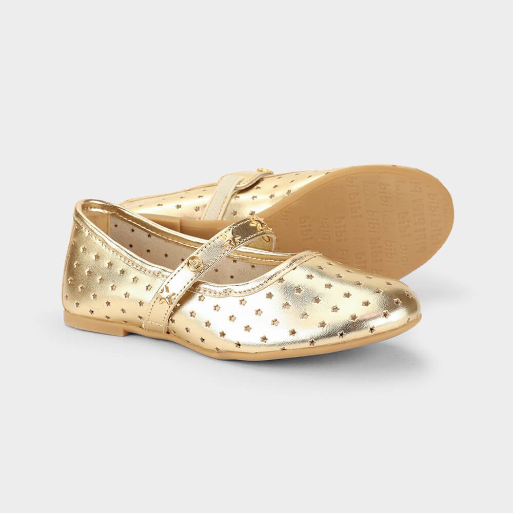 Sapatilha Infantil Bibi Ballerina Basic Dourada Estrelada Dourado 4