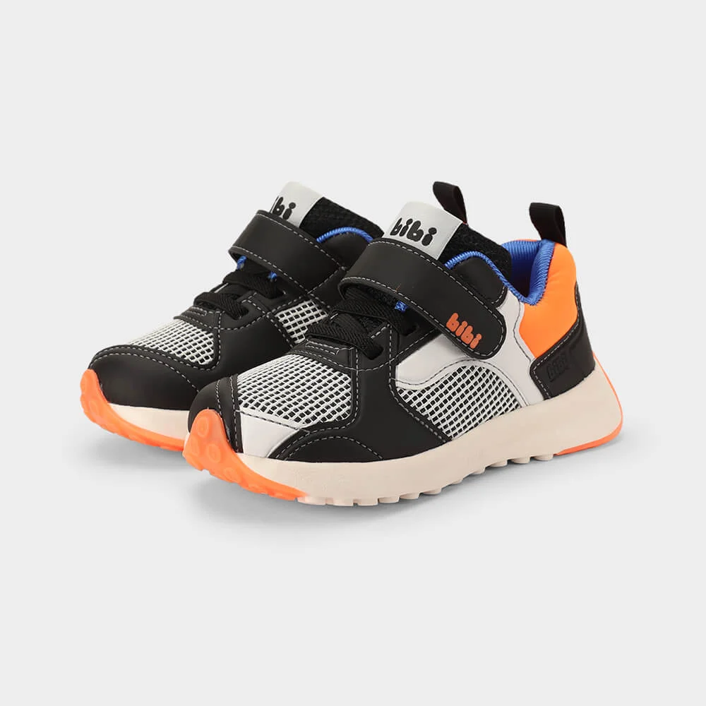 Tênis Infantil Bibi Jogging Preto com Laranja Multicores 2