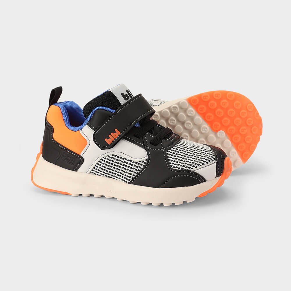 Tênis Infantil Bibi Jogging Preto com Laranja Multicores 4