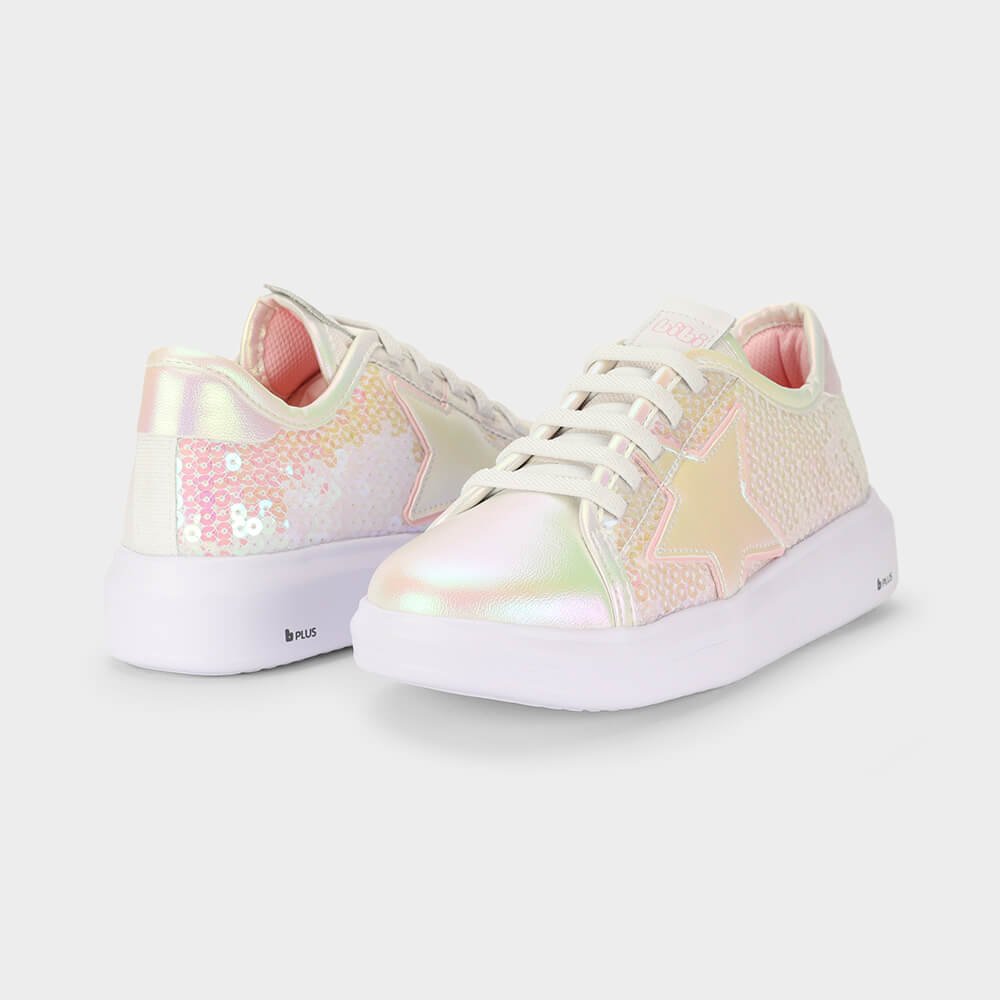Tênis Infantil Bibi Glam Branco Perolizado de Brilho Branco 3