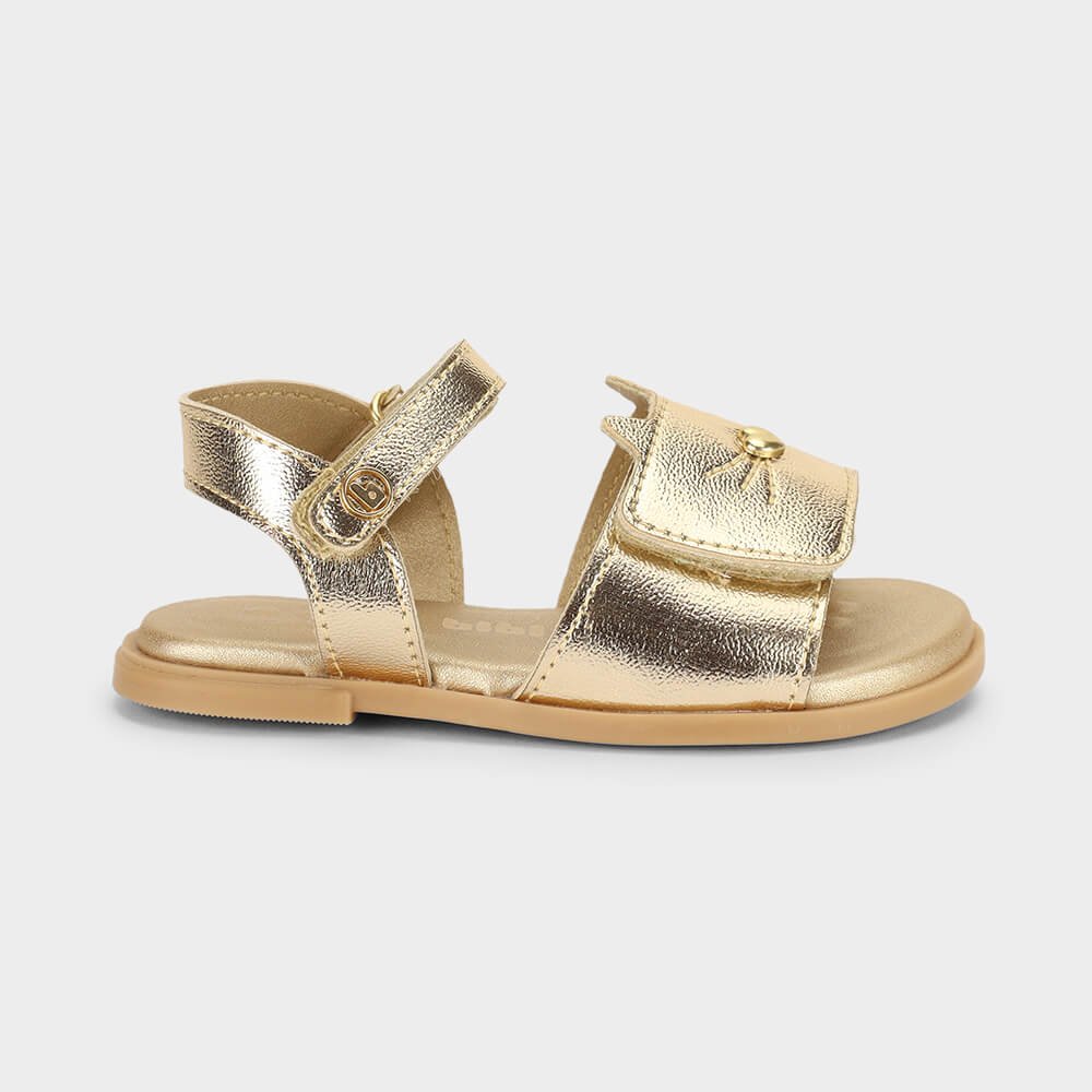 Sandália Infantil Bibi Shine Mini Dourada de Gatinho