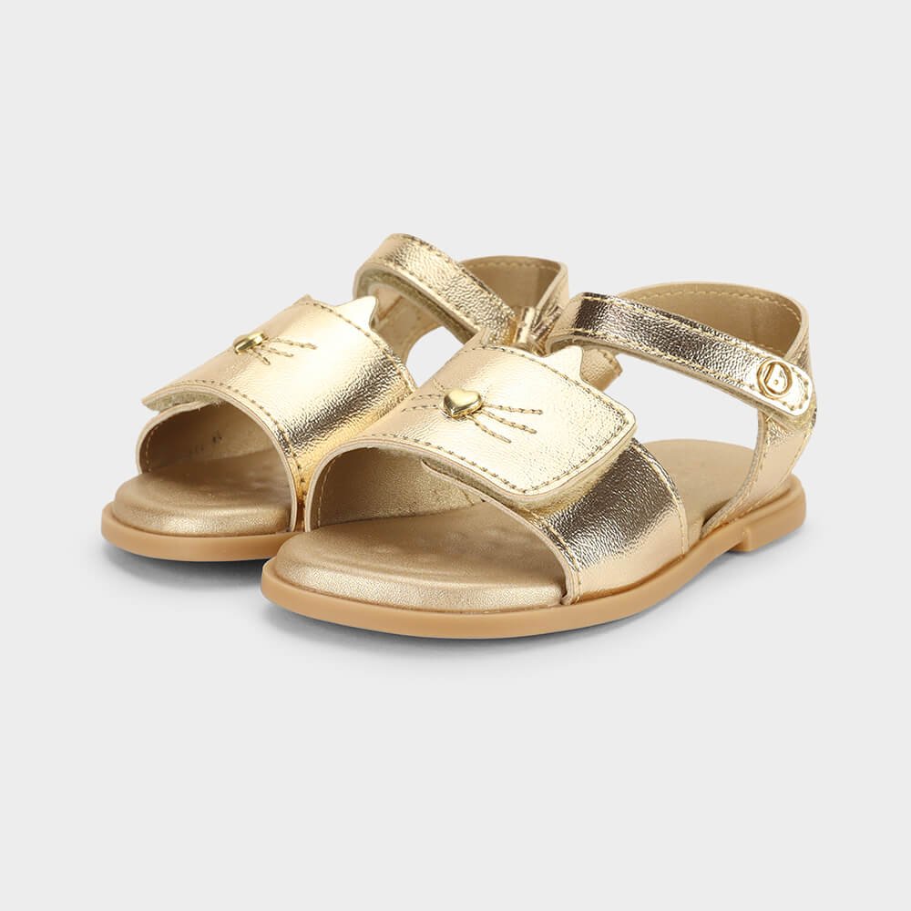 Sandália Infantil Bibi Shine Mini Dourada de Gatinho Dourado 2