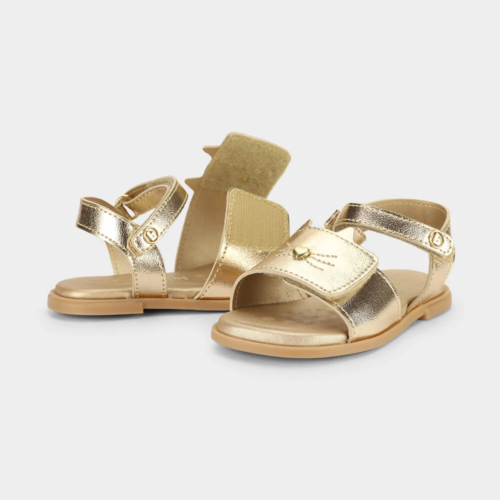 Sandália Infantil Bibi Shine Mini Dourada de Gatinho Dourado 3