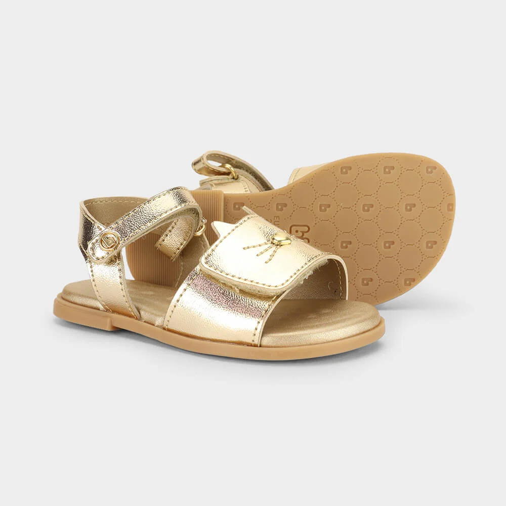 Sandália Infantil Bibi Shine Mini Dourada de Gatinho Dourado 4