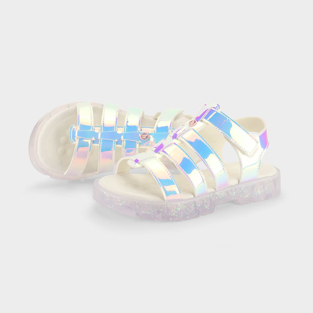 Sandália Infantil Bibi Plataforma 2.0 Branca Holográfica Branco 3
