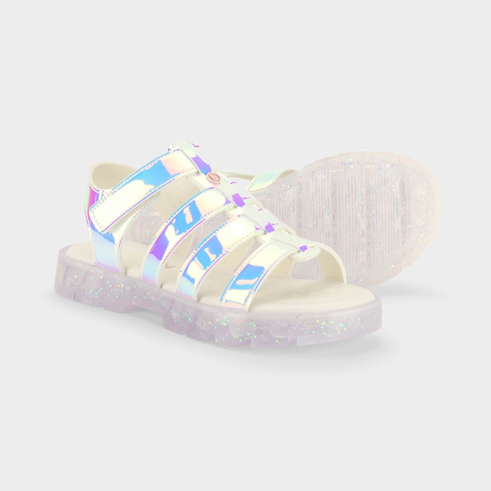 Sandália Infantil Bibi Plataforma 2.0 Branca Holográfica Branco 4