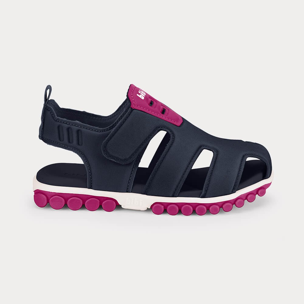 Sandália Infantil Bibi Summer Roller Sport 2.0 Azul Marinho com Rosa