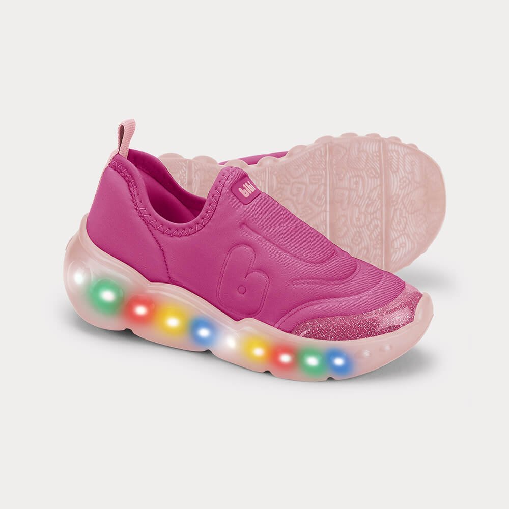 Tênis Infantil Bibi Roller Celebration 3.0 LED Rosa