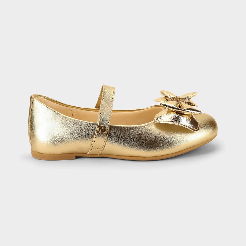 Sapatilha Infantil Bibi Ballerina Basic Dourada com Laço