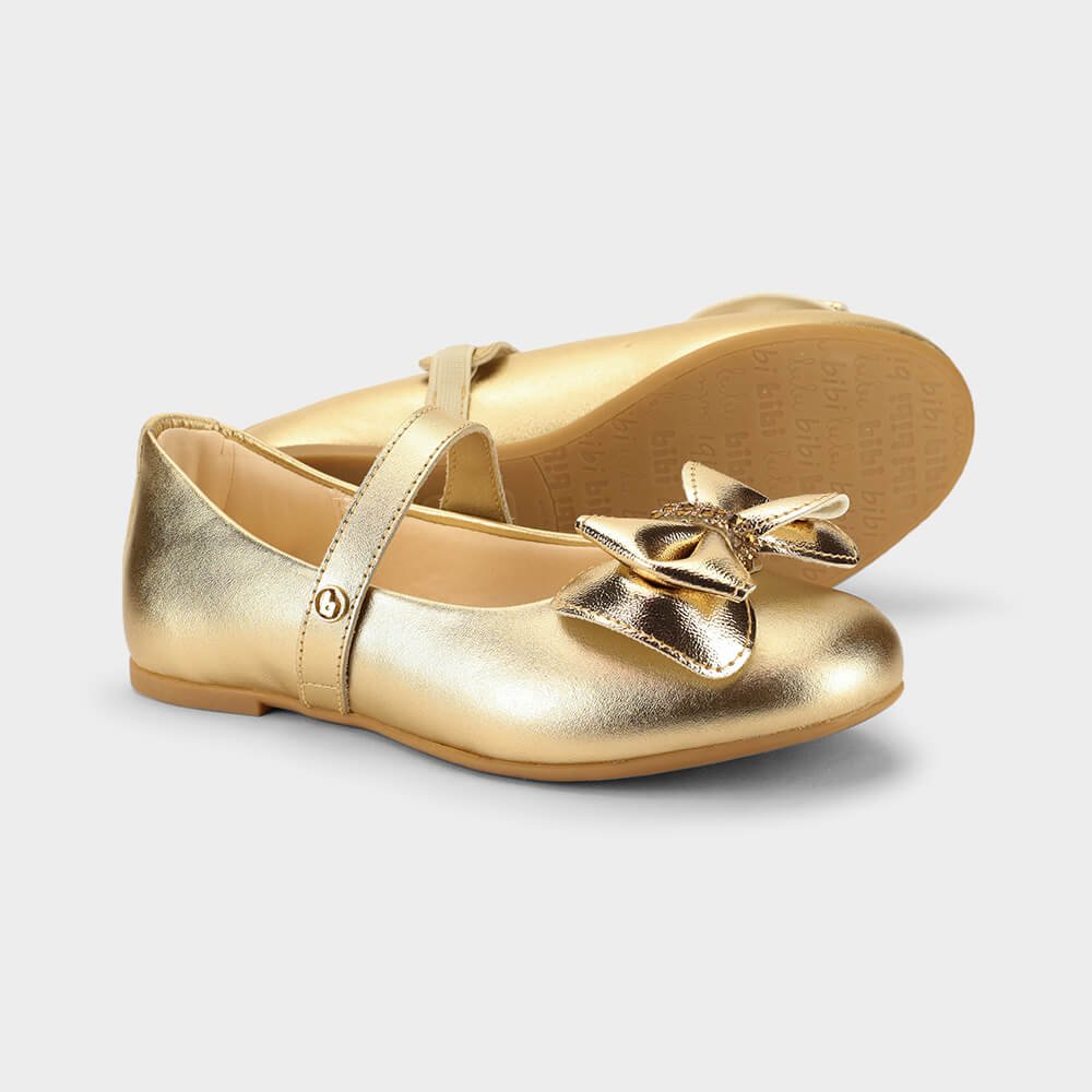 Sapatilha Infantil Bibi Ballerina Basic Dourada com Laço Dourado 4