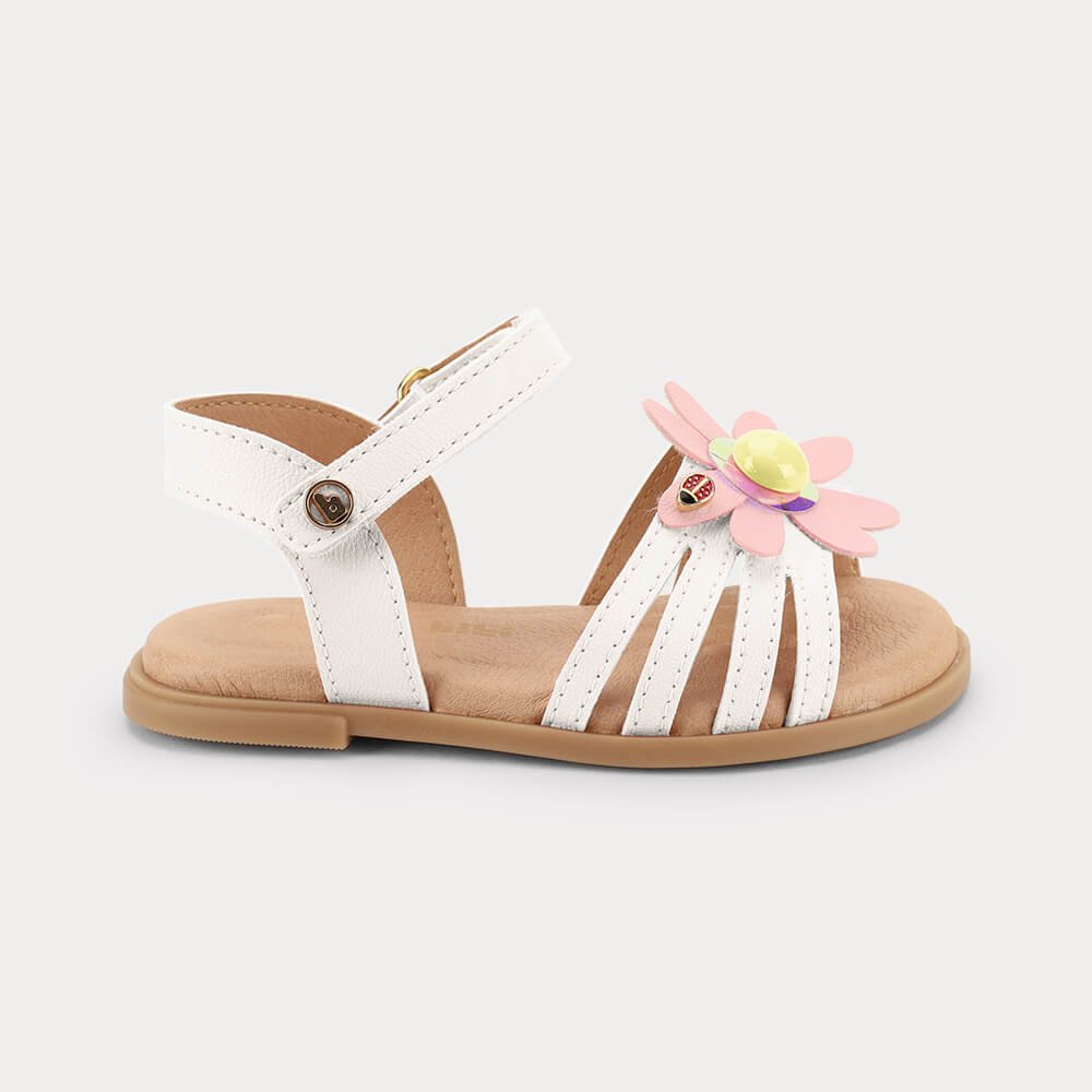 Sandália Infantil Bibi Shine Mini Branca com Flor