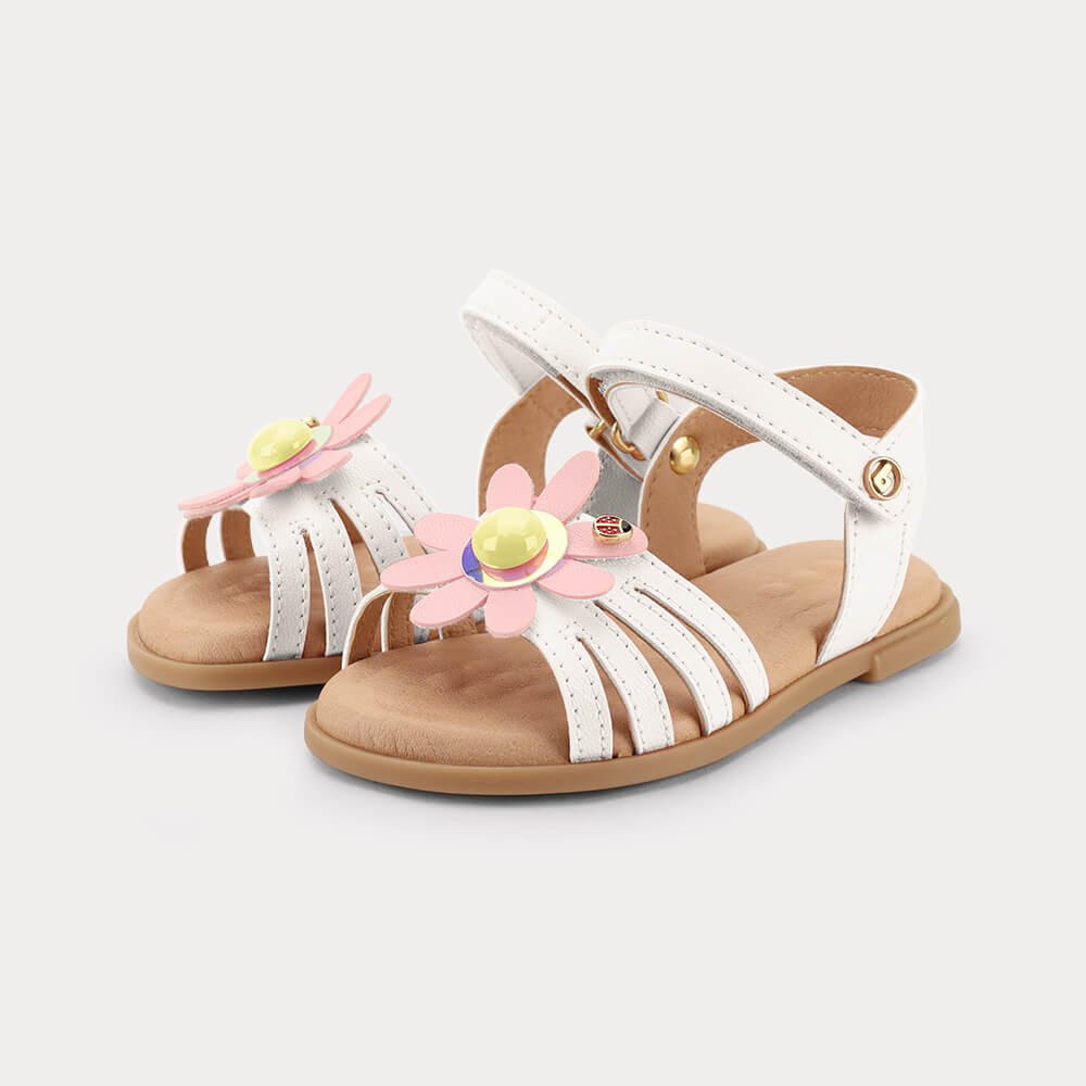 Sandália Infantil Bibi Shine Mini Branca com Flor Branco 2
